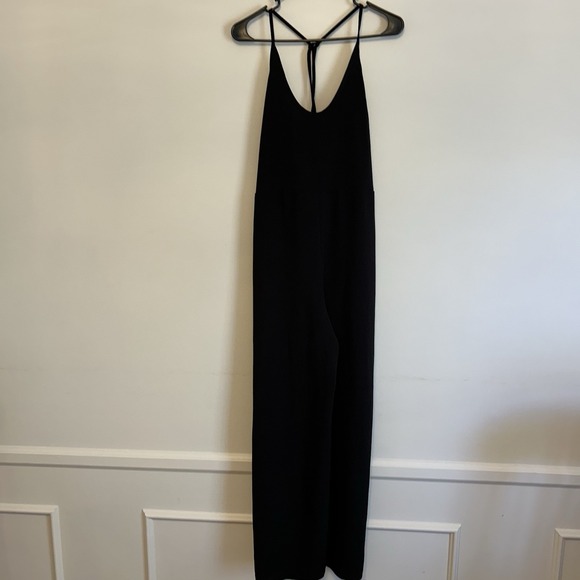 Free People Black Jumpsuit Wide Leg Sz Small Tie Back Spaghetti Strap Babydoll - Picture 3 of 10